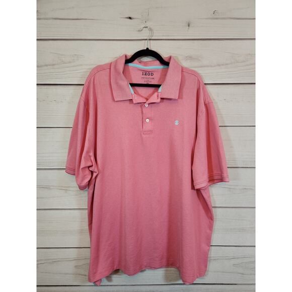 Izod Advantage Performance Men's Pink Stretch Short Sleeve Polo Shirt Size 3XLT - Picture 1 of 6
